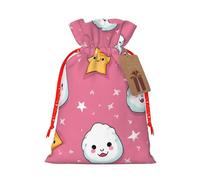 Christmas Drawstring Gift Bags Cute Rice Balls And Stars Pattern Reusable Christmas Wrapping Bag W/Tags Xmas Treat Pouch Goody Bags Candy Treat Bag For Xmas Holiday Presents Party Favor 8.3x11.8 Inch
