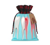 Christmas Drawstring Gift Bags Dentist Tooth, Wrapping Bags with Tags for Presents Xmas Birthday Holiday Party Decorations
