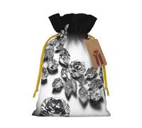 Christmas Drawstring Gift Bags Diamond Jewelry Jewels Luxury Reusable Christmas Wrapping Bag W/Tags Xmas Treat Pouch Goody Bags Candy Treat Bag For Xmas Holiday Presents Party Favor 4.7x6.9 Inch