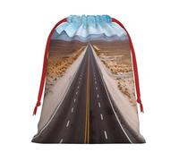 Christmas Drawstring Gift Bags Freeway Highway Road In The DesertXmas Wrapping Bag Christmas Party Favor Pouch Goody Sweet Treat Candy Bag (Large Medium Small)