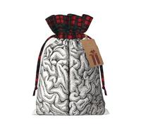 Christmas Drawstring Gift Bags Medical Human Brain, Wrapping Bags with Tags for Presents Xmas Birthday Holiday Party Decorations