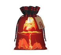 Christmas Drawstring Gift Bags Nuclear Explosion Fireball Mushroom Cloud, Wrapping Bags with Tags for Presents Xmas Birthday Holiday Party Decorations