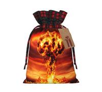 Christmas Drawstring Gift Bags Nuclear Mushroom Cloud, Wrapping Bags with Tags for Presents Xmas Birthday Holiday Party Decorations