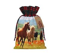 Christmas Drawstring Gift Bags -Various Kinds Of Horses- Xmas Santa Sacks Bags, Wrapping Bag With Kraft Tags, Candy Bag, Xmas Bag For Christmas Party Gift Bag