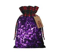 Christmas Drawstring Gift Bags With Tags, Beautiful Purple Glitter Print Xmas Gift Wrapping Bag, Candy Bag, Present Wrapping Bag, Christmas Ornaments, New Year, Holiday Party Goodies