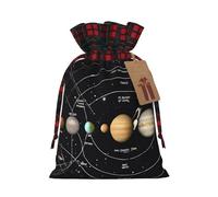Christmas Drawstring Gift Bags With Tags Exploring The Solar System Print - Candy Goody Present Bags, Xmas Gift Wrapping Bag, Party Xmas Tree Decor
