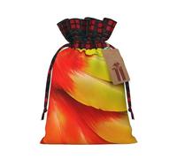 Christmas Drawstring Gift Bags With Tags Fantastic Parrot Feather Print - Candy Goody Present Bags, Xmas Gift Wrapping Bag, Party Xmas Tree Decor