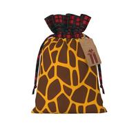 Christmas Drawstring Gift Bags With Tags, Giraffe Print Print Xmas Gift Wrapping Bag, Candy Bag, Present Wrapping Bag, Christmas Ornaments, New Year, Holiday Party Goodies