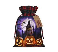 Christmas Drawstring Gift Bags With Tags, Halloween Owl Ghost Print Xmas Gift Wrapping Bag, Candy Bag, Present Wrapping Bag, Christmas Ornaments, New Year, Holiday Party Goodies
