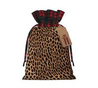 Christmas Drawstring Gift Bags With Tags Leopard Print Print - Candy Goody Present Bags, Xmas Gift Wrapping Bag, Party Xmas Tree Decor