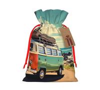 Christmas Drawstring Gift Bags Xmas Gift Sack with Tag & Tie Summer Road Trip Wrapping Sacks Pouches Favor Santa Bag for Wrapping Presents Christmas Birthday Party Xmas Party