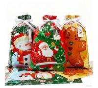 Christmas Drawstring Gift Bags Xmas Wrapping Bags for Large Medium Small Presents with 20 Tags, 12 Pcs Reusable Foil Wonder Gift Wrap for Party Eve Holiday Birthday, Luxury Santa Claus Ornament