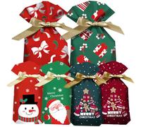 Christmas Drawstring Gift Wrapping Bags, 30 Pieces Various Sizes Reusable Gift Wrapping Bag with Ropes for Christmas Party