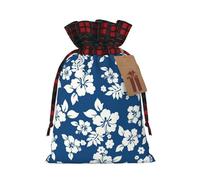 Christmas Drawstring Hawaii Flower Print Gift Bags,Burlap Bags With Drawstring For Apply To Wedding,Easter,Xmas