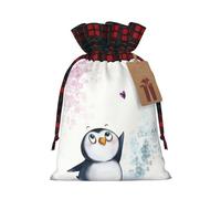 Christmas Drawstring I Love Penguins Print Gift Bags,Burlap Bags With Drawstring For Apply To Wedding,Easter,Xmas
