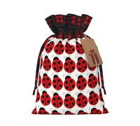 Christmas Drawstring Ladybug Print Gift Bags,Burlap Bags With Drawstring For Apply To Wedding,Easter,Xmas