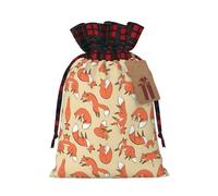 Christmas Drawstring Many Foxes Print Gift Bags,Burlap Bags With Drawstring For Apply To Wedding,Easter,Xmas