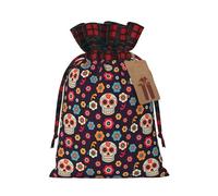 Christmas Drawstring Mexican Skull Print Gift Bags,Burlap Bags With Drawstring For Apply To Wedding,Easter,Xmas