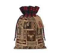 Christmas Drawstring Moose Bear Deer Print Gift Bags,Burlap Bags With Drawstring For Apply To Wedding,Easter,Xmas