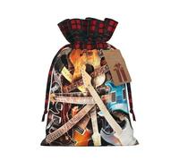 Christmas Drawstring Music Guitar Print Gift Bags,Burlap Bags With Drawstring For Apply To Wedding,Easter,Xmas