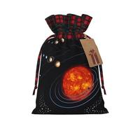 Christmas Drawstring Outer Space Galaxy Solar System Print Gift Bags,Burlap Bags With Drawstring For Apply To Wedding,Easter,Xmas