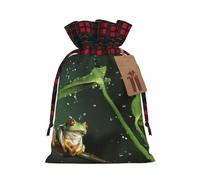 Christmas Drawstring Peace Tree Frog Print Gift Bags,Burlap Bags With Drawstring For Apply To Wedding,Easter,Xmas