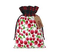 Christmas Drawstring Red Cherries Print Gift Bags,Burlap Bags With Drawstring For Apply To Wedding,Easter,Xmas