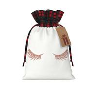 Christmas Drawstring Rose Gold Eyelashes Print Gift Bags,Burlap Bags With Drawstring For Apply To Wedding,Easter,Xmas