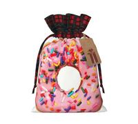 Christmas Drawstring Strawberry Donut Print Gift Bags,Burlap Bags With Drawstring For Apply To Wedding,Easter,Xmas