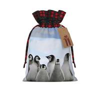 Christmas Drawstring Young Penguins With Snow Print Gift Bags,Burlap Bags With Drawstring For Apply To Wedding,Easter,Xmas