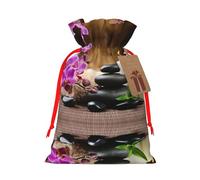 Christmas Drawstring Zen Stone Print Gift Bags,Reusable Eco-Friendly Drawstring Sacks For Xmas Party Favors