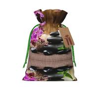 Christmas Drawstring Zen Stone Print Gift Bags,Reusable Eco-Friendly Drawstring Sacks For Xmas Party Favors