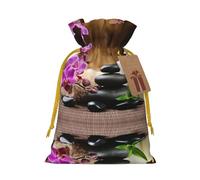 Christmas Drawstring Zen Stone Print Gift Bags,Reusable Eco-Friendly Drawstring Sacks For Xmas Party Favors