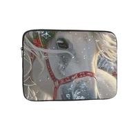 Christmas Dream White Horse Pattern Laptop Sleeve 15 Inch Shockproof Protective Notebook Case Travel Laptop Bag for Men Women