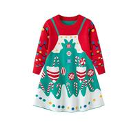 Christmas Dress for Children, Knitted Dress Christmas Girls Jumper Dress Round Neck Long Sleeve Christmas Jumper Dresses Evening Dress Princess Dress Merry Christmas A-line Christmas Party Dress