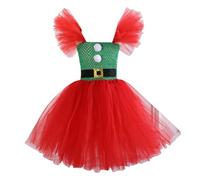 Christmas Dress for Children, Princess Dress Girls Tulle Dress with Flying Sleeves with Headband Layered Tulle Evening Dress Princess Dress Merry Christmas Dresses Christmas Party Dress
