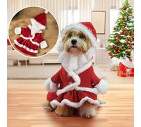 Christmas Dress for Dogs, Santa Claus Winter Polar Fleece Warm Red Pet Clothing, Dog Cat Costume, Funny Dress, Party Clothing for Small Medium Breeds (A, S)