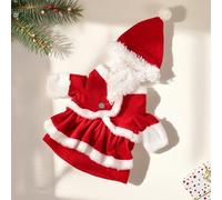 Christmas Dress for Dogs, Santa Claus Winter Polar Fleece Warm Red Pet Clothing, Dog Cat Costume, Funny Dress, Party Clothing for Small Medium Breeds (A, L)