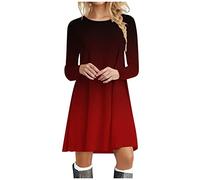 Christmas Dress for Women, Christmas Hepburn Dress Ladies Long Sleeve Santa Xmas Dresses a Line 1950s Swing Dress Novelty Christmas Dress Prom Swing Printing Holiday Clothing