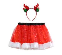Christmas Dress Girls Costume Red Dress Girls Christmas Tutu and Reindeer Headband Reindeer Set Sequins Tulle Children's Dress Merry Christmas Dresses Christmas Party Evening Dress