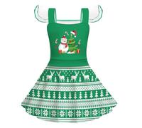 Christmas Dress Girls Red Christmas Dress Girls Dresses with Flying Sleeves Reindeer Print Checked Children's Dress Princess Dress Merry Christmas A-line Christmas Party Dresses Clothing