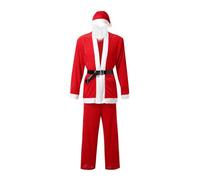 Christmas Dress Santa Male Dress Gold Velvet Men's Five Piece Set (Red, One Size)