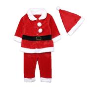 Christmas Dress up Kids Santa Performance Outfit Three Piece Set Festive Party Wear for Boys Girls Holiday Show Attire Cosplay Costume Soft Breathable Childrens Christmas Fancy Dress