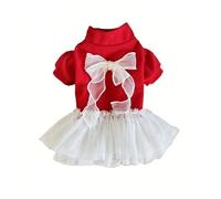 Christmas dress winter dog clothing skirt cat pet clothing small dog Christmas plaid(M)