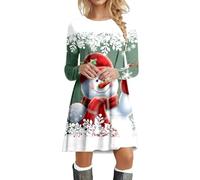 Christmas Dress Women's Elegant Christmas Dress Women's Long Sleeve Round Neck Mini Dress Snowman Pattern Jumper Dress Funny Tunic Dress Retro Sweater Dress Dresses Christmas Party Shirt Dress Tops