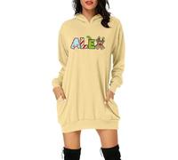 Christmas Dress Women's Elegant Christmas Long Hoodie, Oversize Hoodie Sweat Dress 3D Print Long Sleeve Sweatshirts with Pockets Christmas Dress Retro Sweater Dress Dresses Festival Outfits