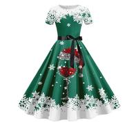 Christmas Dress Women's Elegant Dress Christmas Women's Short Sleeve Round Neck Christmas Dresses Red Wine Glass Party Dress Rockabilly Vintage A-line High Waist Christmas Dresses Cocktail Dress Xmas