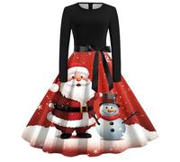 Christmas Dress Women's Funny Dress Women's Christmas Long Sleeve Round Neck Christmas Dresses Christmas Motif Rockabilly Vintage Swing High Waist Party Dress Christmas Outfit Xmas Costumes