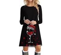 Christmas Dresses christmas Midi Dress Santa Xmas Reindeer Snowflake Gingerbread Printed Novelty Swing dress Red