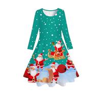 Christmas Dresses for Girls 8 Years - Kids Toddler Baby Girls Spring Autumn Print Christmas Ruffle Long Sleeve Dress (Sky Blue, 4-5 Years)